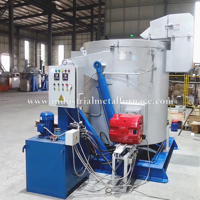 شراء 1000KG Cast Iron Crucible Natural Gas Zinc Dross Metal Melting Furnace Hydraulic Tilting online manufacture